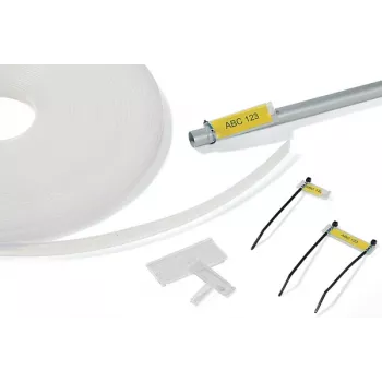Support de marquage en PVC transparent HellermannTyton HCR 12, 25 m x 13 mm, imprimable par transfert thermique