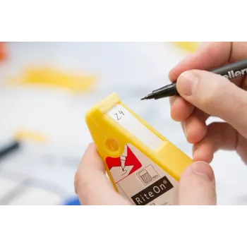 Distributeur d'étiquettes manuel HellermannTyton 590-00010 pour marqueurs WIC, jaune