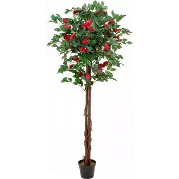 EUROPALMS camélia rouge avec pot, plante artificielle, 180 cm 82507226