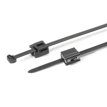 HellermannTyton T50ROSEC5B-PA66HS/PA66HIRHS-BK attache-câble avec fixation sapin, 200 x 4,6 mm, noire, 500 pièces 150-40581