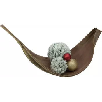 Décoration boule de pin floquée EUROPALMS, 15 cm, verte avec finition neige blanche 83500303