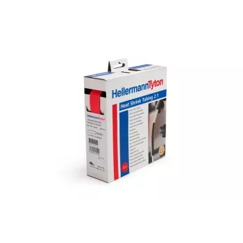 HellermannTyton kit de gaine thermorétractable HIS-PACK-9.5/4.7-RD, rouge, diamètre expansé 9,5 mm, diamètre rétracté 4,7 mm, longueur 5 m, polyoléfine, taux de rétreint 2:1, boîte distributrice 300-30952