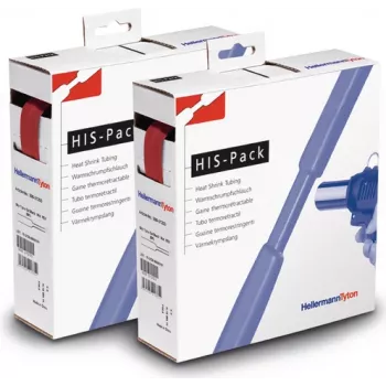 Gaine thermorétractable HellermannTyton HIS-PACK-19,1/9,5-RD, 2:1, rouge, 19,1 mm étendue, 9,5 mm rétractée, longueur 5 m, boîte distributrice