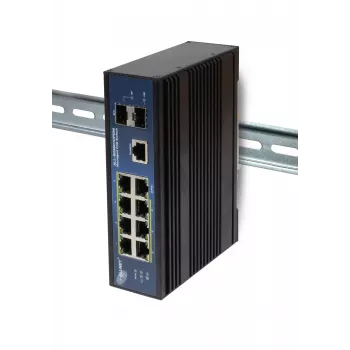 Switch PoE industriel administrable ALLNET ALL-SGI8010PDM Layer2+ 10 ports Gigabit, 7x PoE+ 2x SFP 1x PD, sans ventilateur IP40