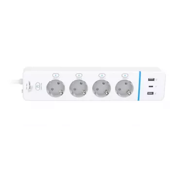 ALLNET ESP32 WiFi Smart Power Strip ALL3079-4, 4 AC Outlets, 2x USB-A & 1x USB-C, Energy Monitoring