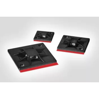 Socle de fixation pour serre-câbles HellermannTyton QM40APT-I-PA66-BK, autocollant/vissable, PA66, noir, 40x40 mm, 1 pièce 151-01596
