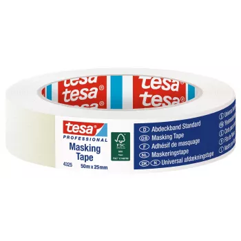 Tesa STANDARD 04325-00001-01 Ruban de masquage professionnel, beige, 50 m x 25 mm, 1 rouleau
