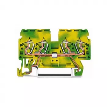 WAGO 870-837 4-Conductor Protective Earth Terminal Block, Green-Yellow, Non-Bridgeable