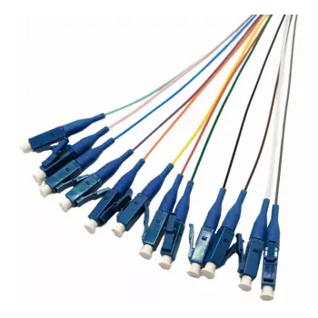 Tecline OS2 LC/UPC Fiber Optic Pigtail, 2.0 m, 12-Pack, Multi-Colored 20500019