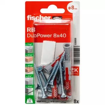 Fischer 535959 DuoPower 8 x 40 RB K NV ensemble de montage 40 mm 8 mm 1 ensemble