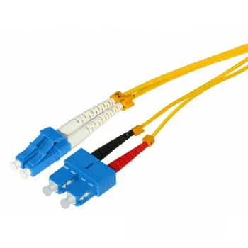Tecline HD Fibre Optic Patch Cable, 9/125 µm Singlemode OS2, LC Duplex to SC Duplex, Yellow, 1.0 m (799LS01)