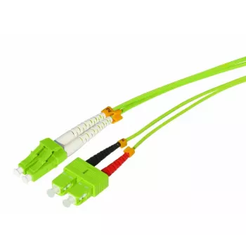 Tecline HD OM5 Fibre Optic Patch Cable, LC Duplex to SC Duplex, 50/125 µm, Lime Green, 10 m 796LS10
