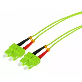Tecline OM5 SC Duplex Fiber Optic Patch Cable, 50/125µm Multimode, Lime Green, 7.5m (796SS07)