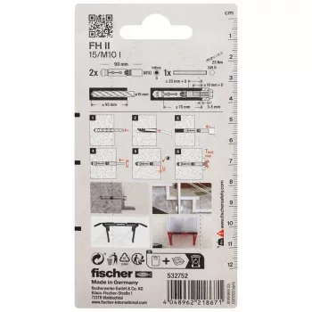 Cheville haute performance Fischer FH II 15/M10 I K NV, 1 ensemble (532752)