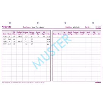 BOI Vitalwerte (A) + (S) Forms, 50 Sheets, A4, Vital Signs Recording 9206-00206