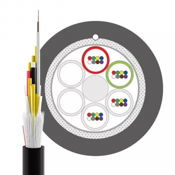Câble fibre optique INFRALAN U-DQ(ZN)BH OS2 48E (4x12) Eca 5000N LSZH noir 11,2 mm G657A1 54448.1D-E5