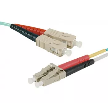 Câble patch fibre optique EXERTIS CONNECT, 50/125 µm, OM3, SC duplex vers LC duplex, turquoise, 4,0 m