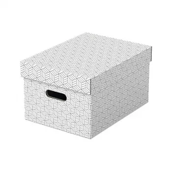 Boîte de rangement LEITZ 628282 Home Medium, ensemble de 3 pièces, blanche, carton ondulé 100 % recyclé, couvercle amovible, empilable