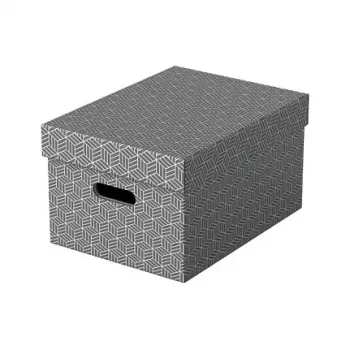 Boîte de rangement Esselte Home M, 17,5 L, 26,5 x 36,5 x 20,5 cm, lot de 3, blanc/gris (628283)