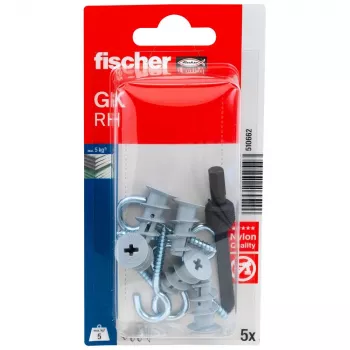 Cheville pour plaque de plâtre Fischer GK RH K NV avec crochet rond, 22 mm, 1 ensemble (510662)
