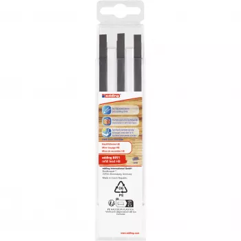 Mines de crayon de charpentier edding 8891, HB, gris, 2,0-5,0 mm, 6 pièces 4-8891-6090