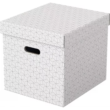 Ensemble de 3 boîtes de rangement LEITZ Home Cube, blanc, carton ondulé 100 % recyclé, couvercle amovible 628288