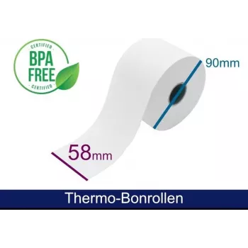 Rouleau de papier thermique ARTDEV 58 mm x 90 mm x 25,4 mm enroulement intérieur blanc ADT589025-WI