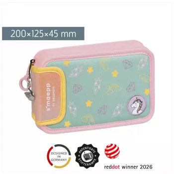 BRUNNEN s'maepp Sweet Unicorn Filled Pencil Case Pastel Pink/Green 16-Piece 20.0 x 4.5 cm 104942001
