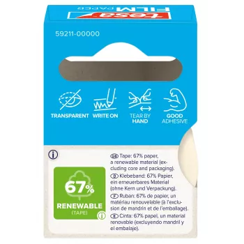 Ruban adhésif papier Tesa 59211 19 mm x 10 m, blanc naturel, déchirable à la main, inscriptible, sans solvant 59211-00000-00
