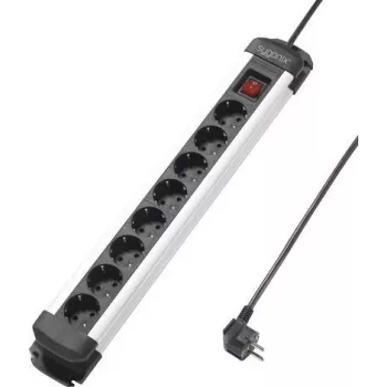 Multiprise 8 prises avec interrupteur Sygonix SY-4538258, noir/argent