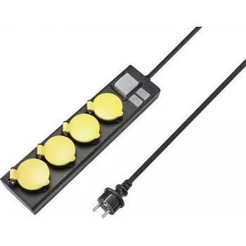 Multiprise avec interrupteur SYGONIX RF-4737806, 6 prises Schuko, câble 1,5 m, noir/jaune
