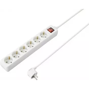 Multiprise 4 prises SYGONIX SY-4891004 avec interrupteur, blanche, câble 1,5 m, Schuko