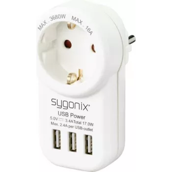 Adaptateur intermédiaire Sygonix SY-4755856 avec 2 ports USB blanc