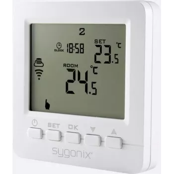 Sygonix thermostat d'ambiance sans fil encastré avec programme hebdomadaire, 5-35 °C, 868 MHz, relais 16 A, blanc (SY-4500820)