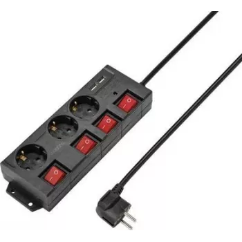 Multiprise avec interrupteur Sygonix RF-4737788, 6 prises Schuko, câble 1,5 m, noir