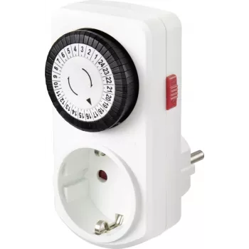 Minuteur analogique à prise Sygonix SY-5042668 programme journalier 3680 W IP20 fonctionnement continu blanc