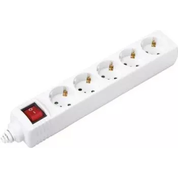 Multiprise 5 prises Sygonix BT-2372211 avec interrupteur, blanche, câble 1,5 m