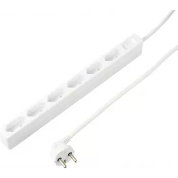 Multiprise 6 prises Sygonix SY-5775150 avec fiche euro, blanche, câble 1,5 m