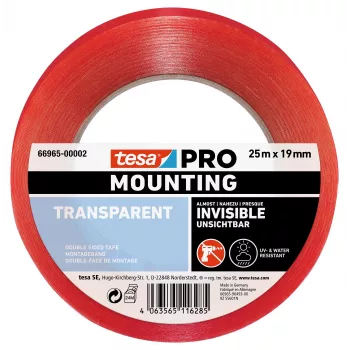 Ruban de montage tesa Mounting PRO transparent 25 m x 19 mm 66965-00002-00