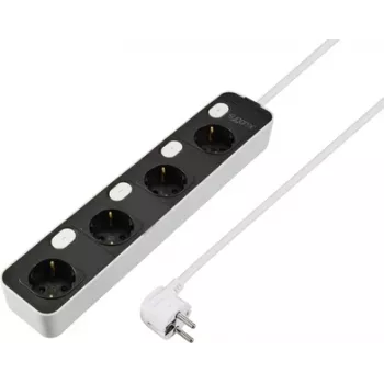 Multiprise 4 prises Sygonix SY-6118236 avec interrupteur lumineux, Schuko, câble 1,5 m, noire