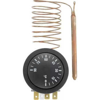 SYGONIX thermostat encastré 0-90°C, contact inverseur, sonde capillaire, 10A/250V AC, montage sur tableau (SY-5045296)