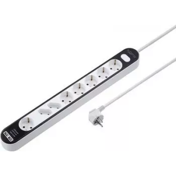 Sygonix SY-4538278 multiprise 8 prises avec interrupteur, blanc/noir, câble 1,5 m