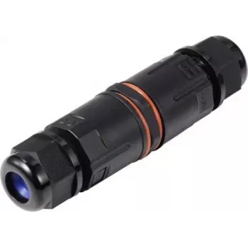 Connecteur de câble étanche Sygonix SY-6748354 avec bornes à insertion, 3 pôles, IP68, noir