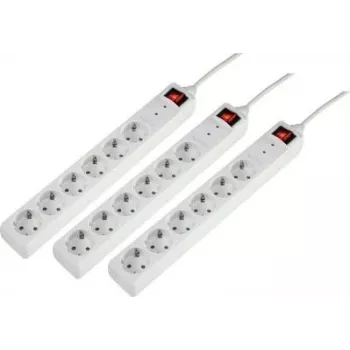 Multiprise parafoudre Sygonix 3xSY-5044446, 6 prises, blanche, câble 1,5 m, lot de 3