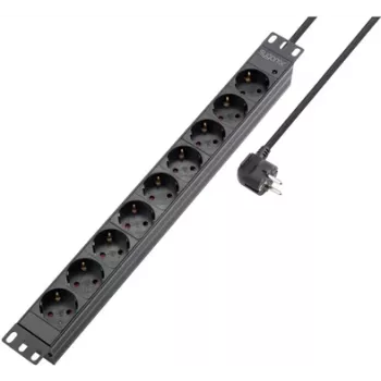 Multiprise rack 19 pouces 9 prises Sygonix SY-5799004, Schuko, câble 2 m, noire