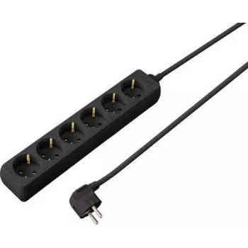 Multiprise SYGONIX SY-4890992, 6 prises Schuko, sans interrupteur, noire, câble 1,5 m