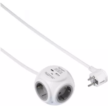 Cube multiprise 3 prises Sygonix SY-5827192 avec câble 1,4 m, blanc/gris, 16 A, 3680 W