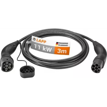 Câble de recharge EV LAPP Type 2 Mode 3 11 kW triphasé 16 A 3 m noir 75747