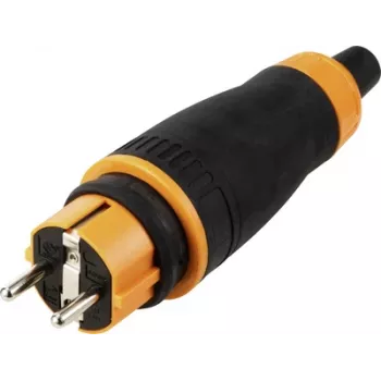 Fiche de terre Schuko Sygonix SY-6618478 TPE PC 250 V/AC noir orange IP44