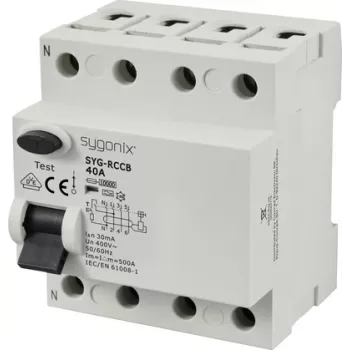 Disjoncteur différentiel (RCCB) Sygonix SY-6438018 4 pôles type A 40 A 30 mA 10 kA 400 V AC